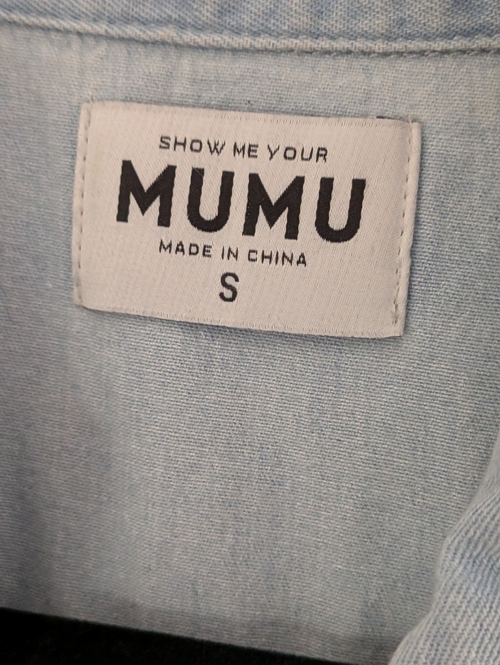 Show Me Your Mumu Birmingham Dress Chambray Button Front Mini 100% Cotton S - Picture 3 of 5